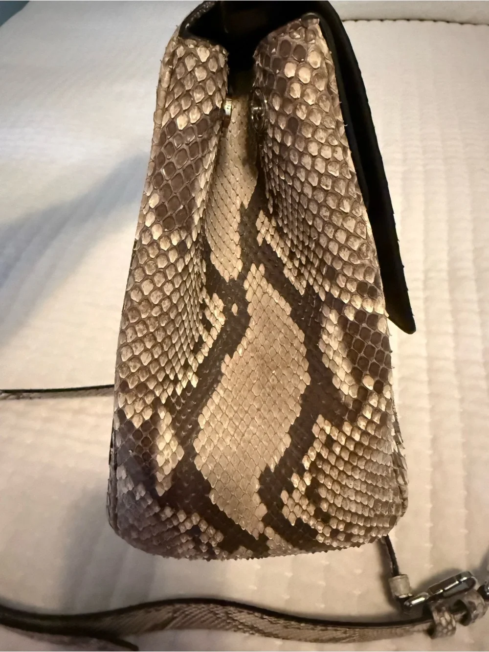 Dior Python-Print Top Handle in Beige and Dark Brown